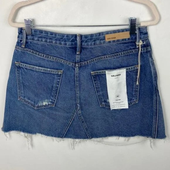 NWT GRLFRND Denim A-Frame Gusset Mini Skirt Revolve Eva Size 30 New With Tags - Picture 5 of 6